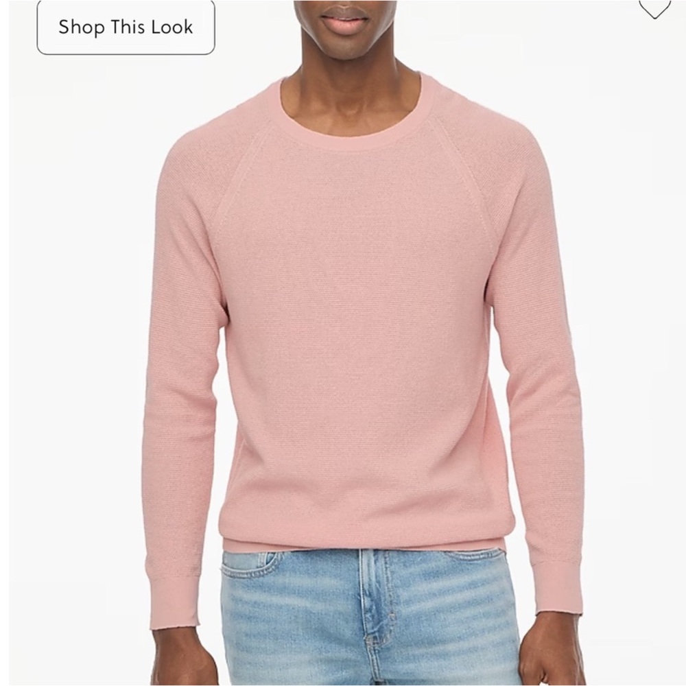 EUC J crew iced quartz pink Cotton seed-stitch crewneck sweater S small holes